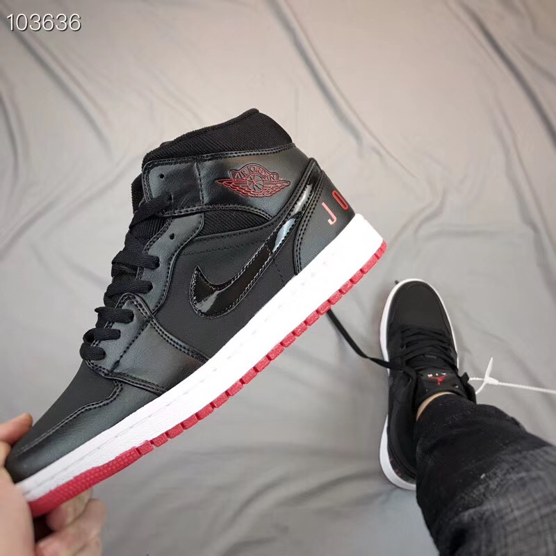 Air Jordan 1 Mid Demon Black Red Shoes